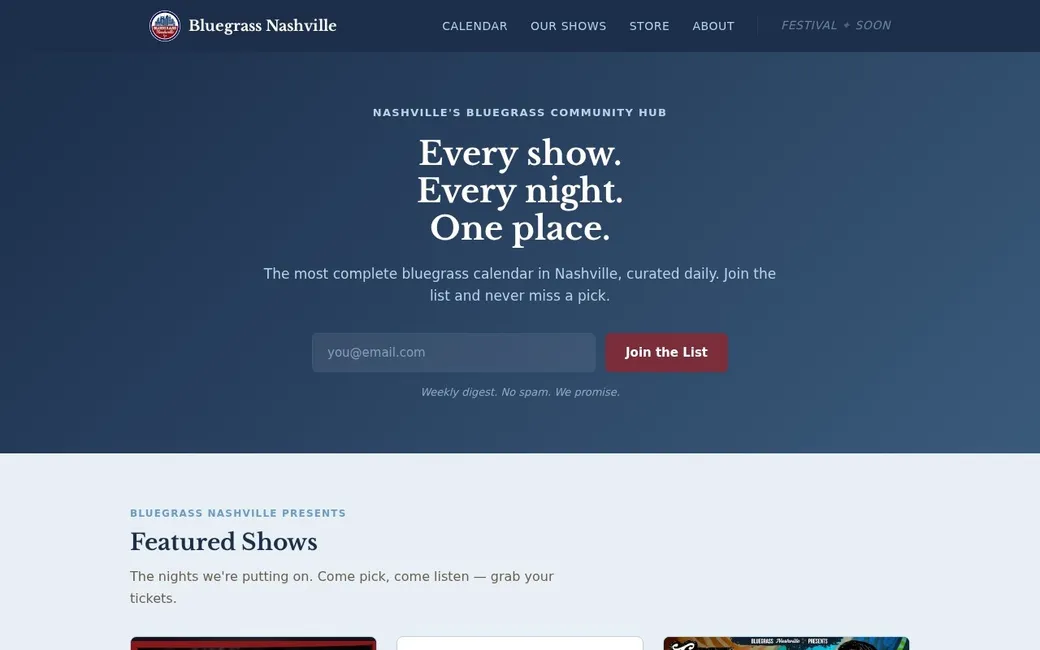 Bluegrass Nashville website