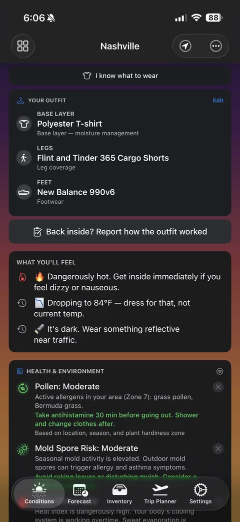 Flow Conditions — second screen