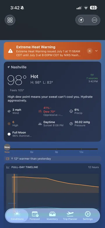 Flow Conditions main conditions screen