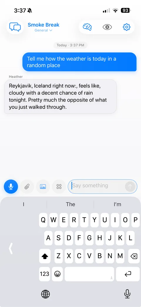 Smoke Break chat interface