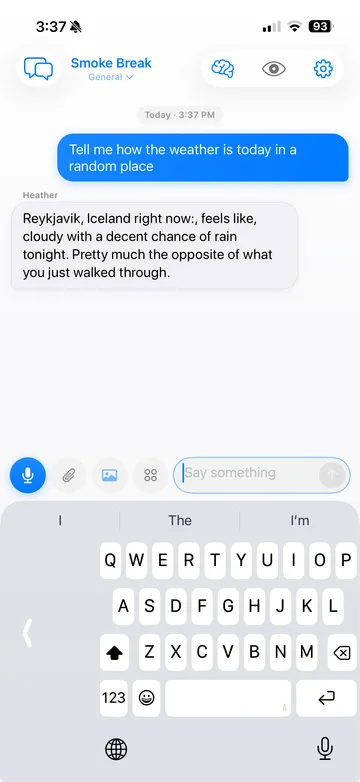 Smoke Break chat interface
