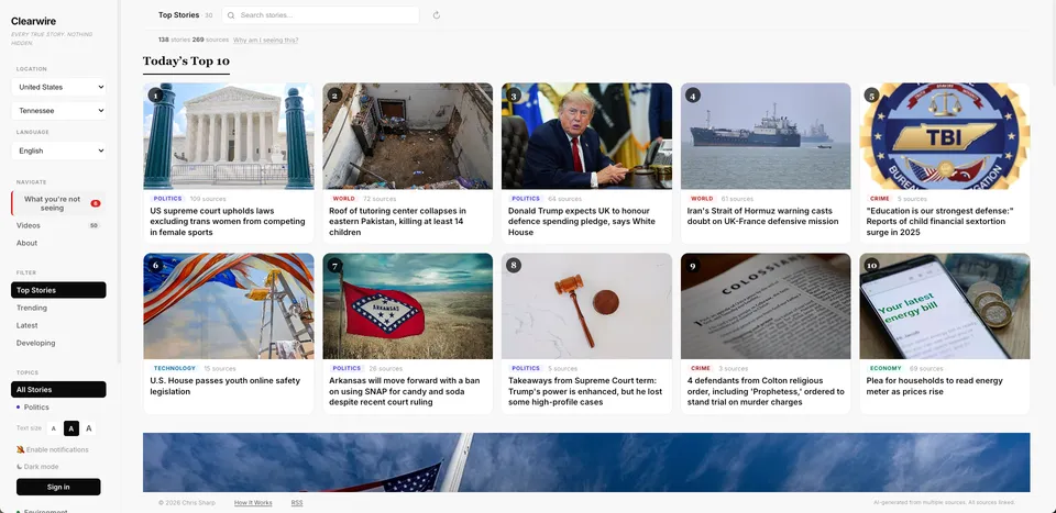 Tracelede news feed homepage